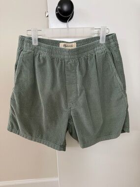 Madewell Light Sage Corduroy Elastic Waist Shorts